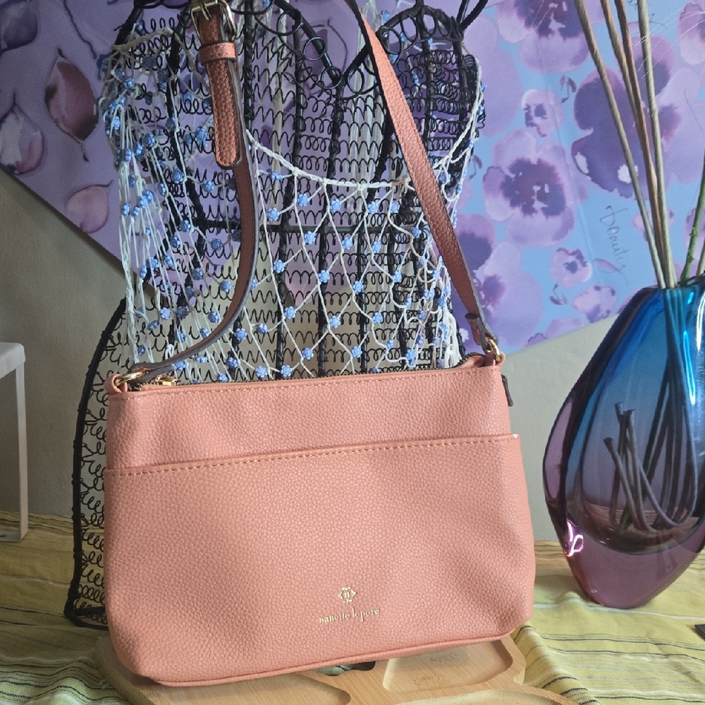 Nanette Lepore Peach Pebbled Leather Crossbody Bag